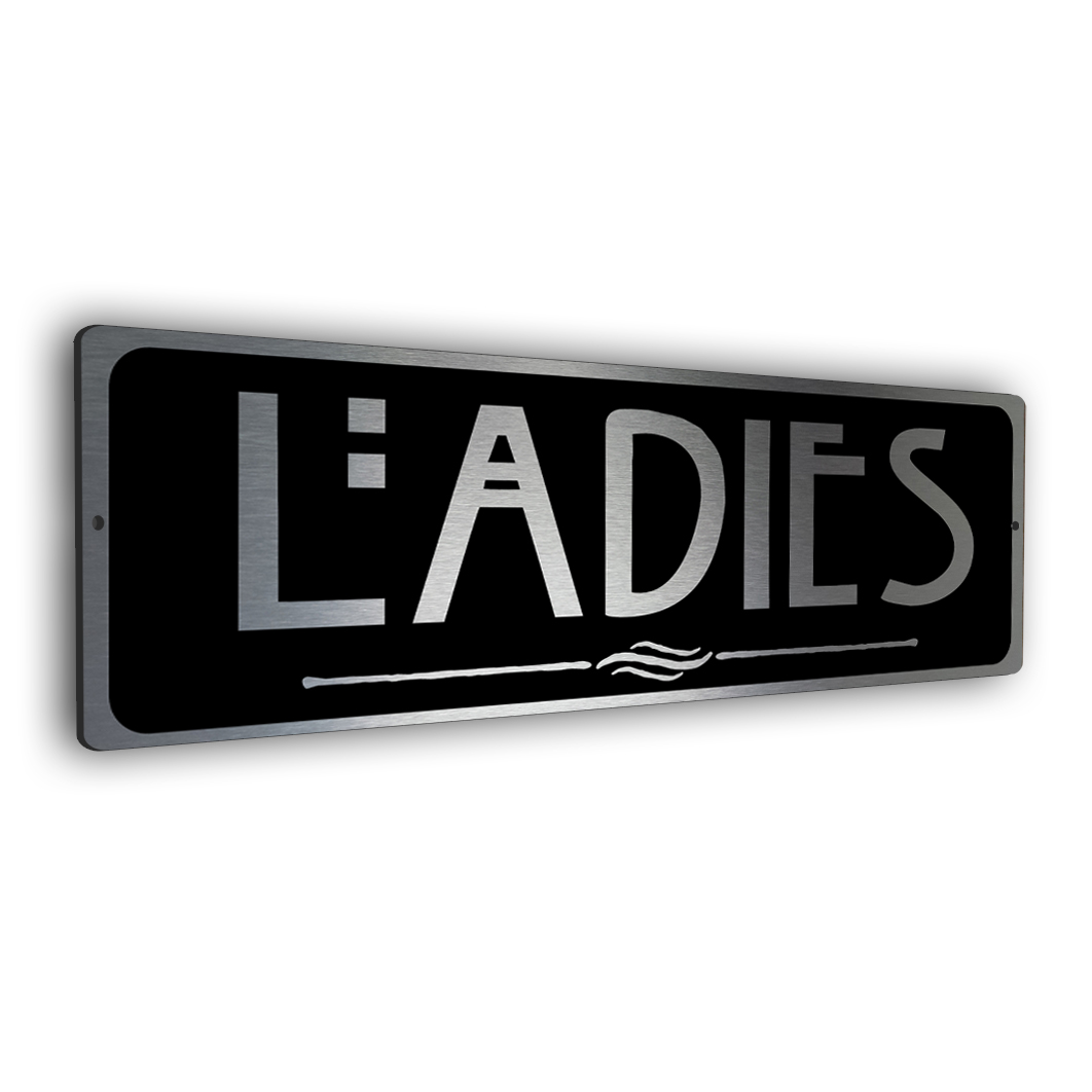 ladies restroom sign - art deco style