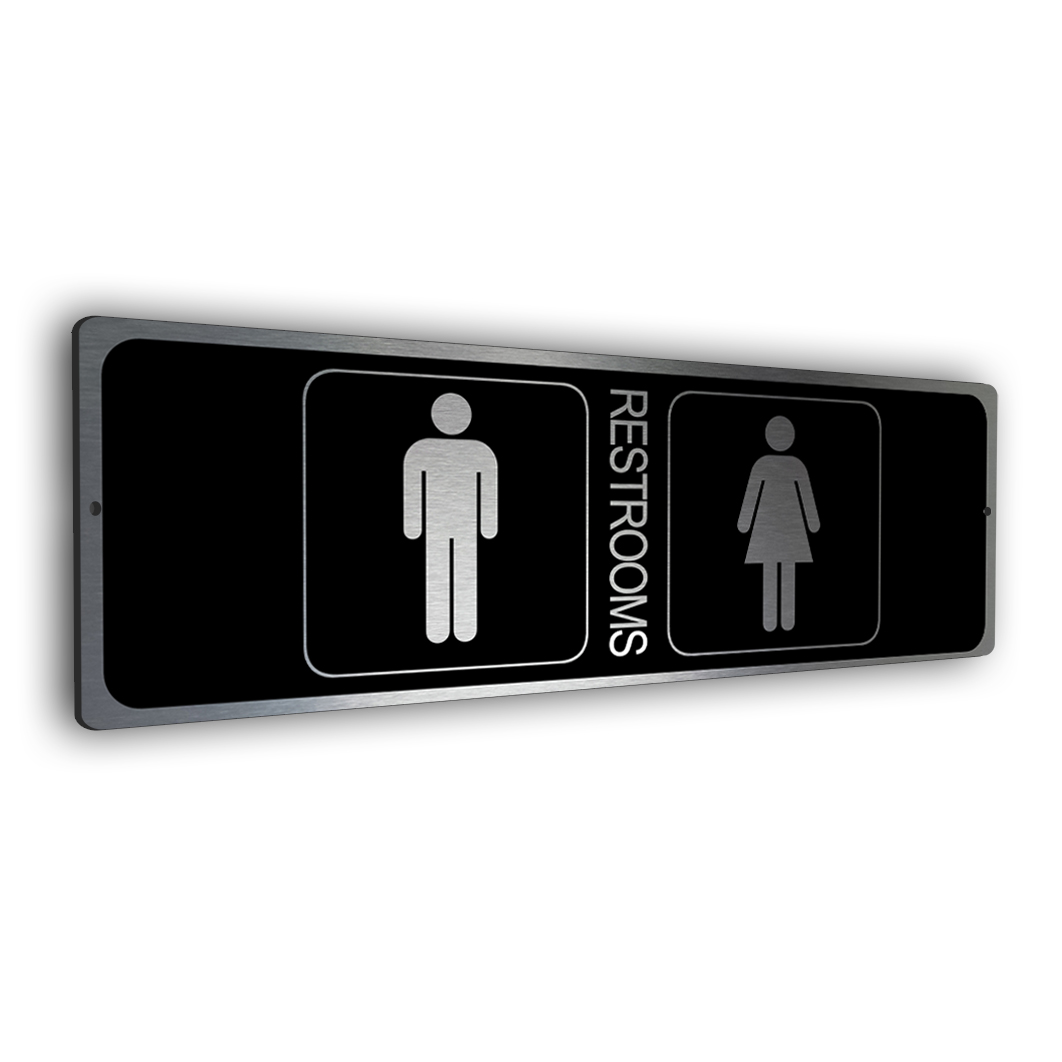 modern accessible restrooms sign