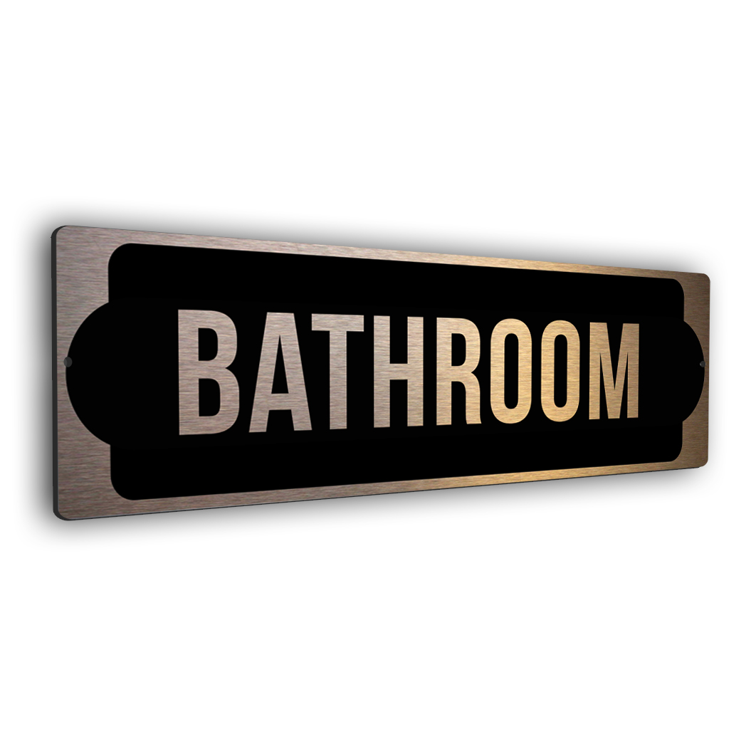 Copper bathroom sign