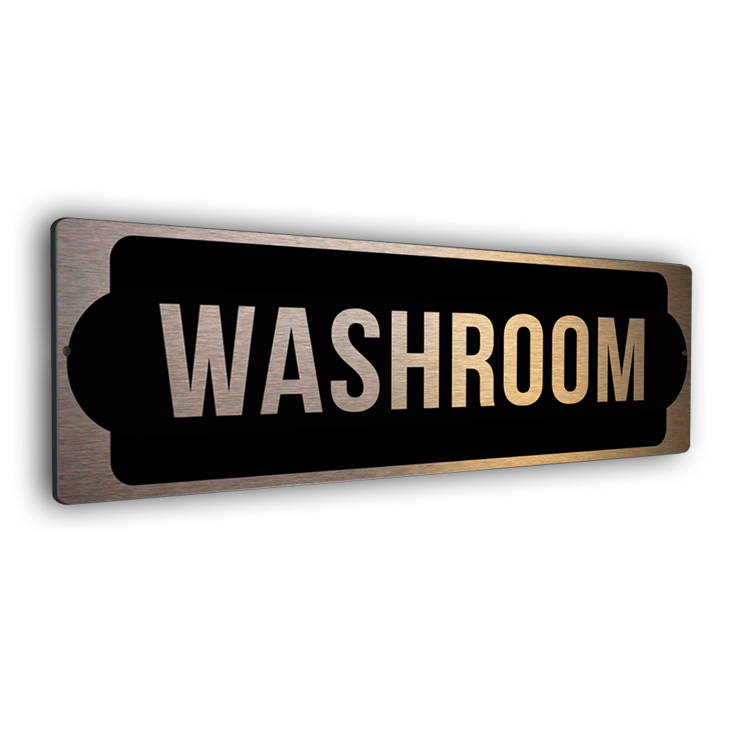 copper washroom sign