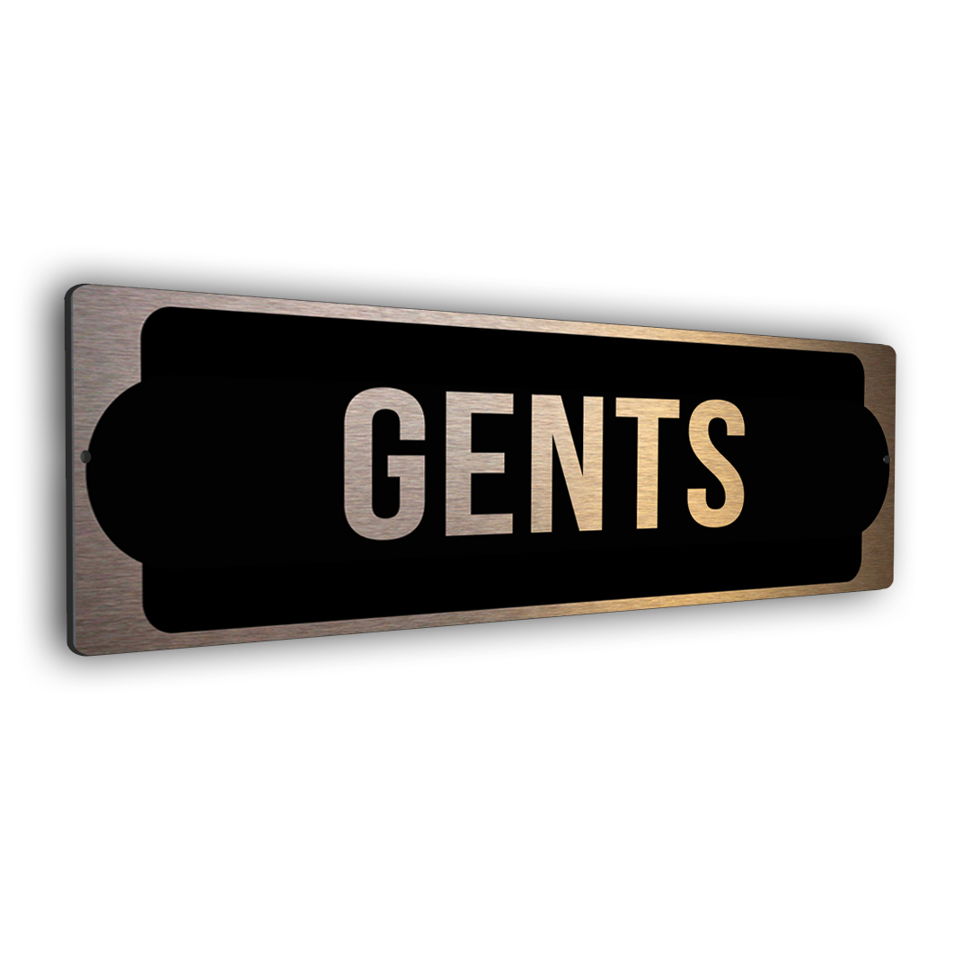 copper gents restroom sign