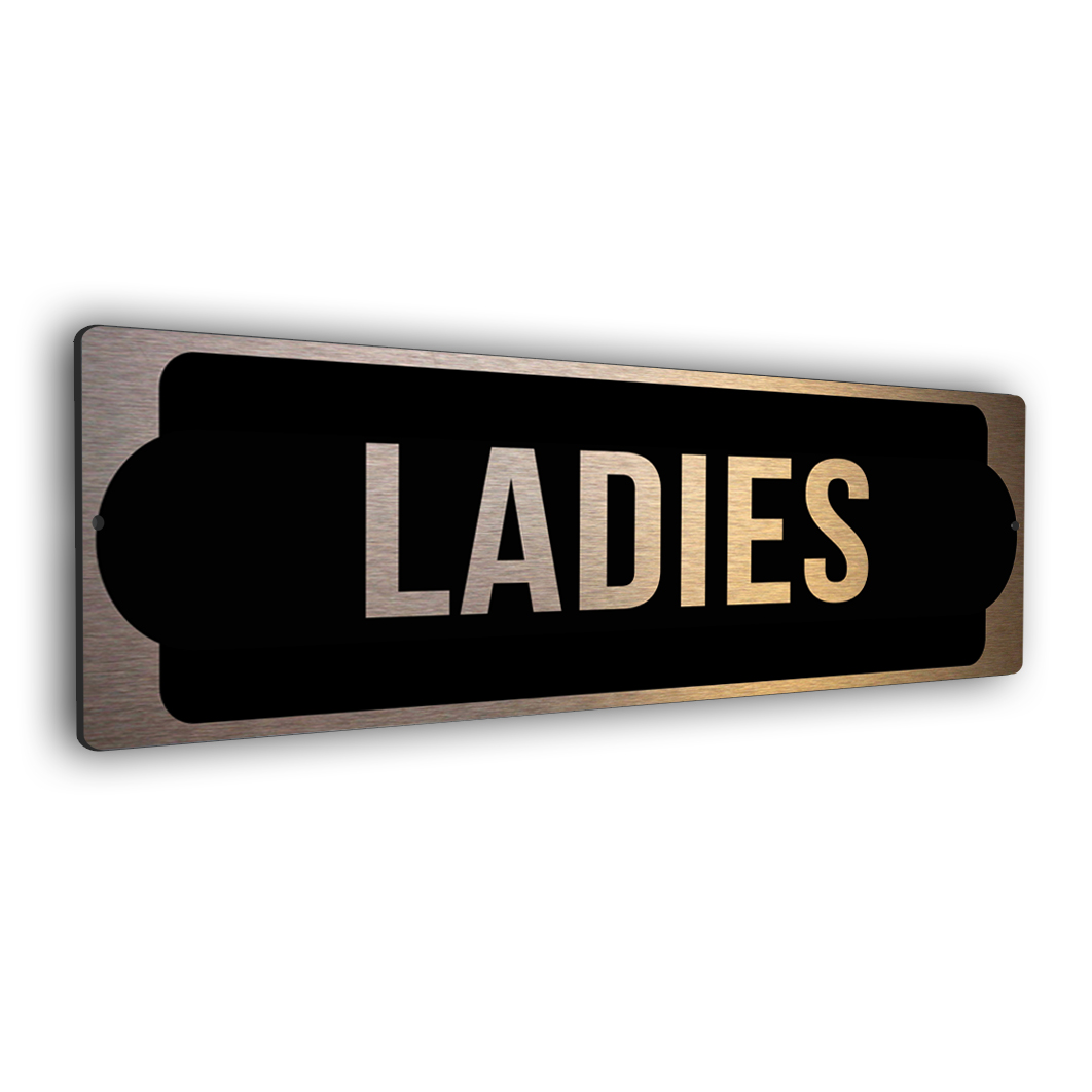ladies copper restroom sign