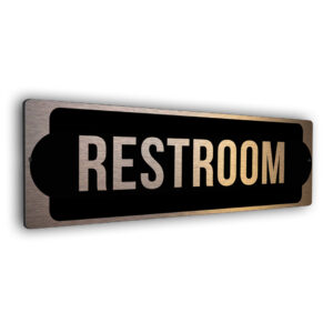copper finish restroom sign