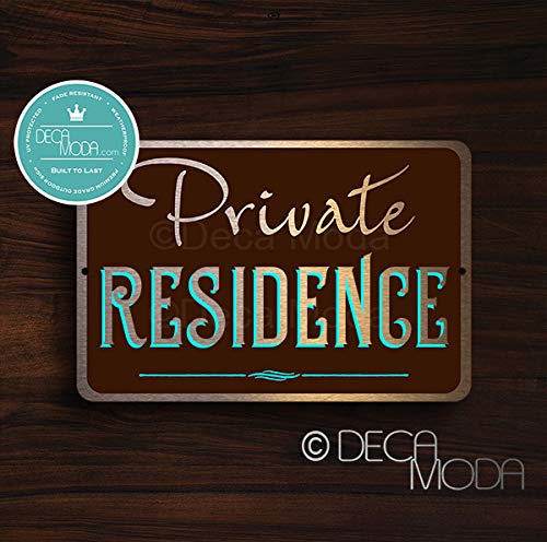 UV Protected Printed Brushed Aluminum Private Signs Durable Signs Private RESIDENCE Only Business signs Private RESIDENCE Only Signs Silver Finish Private RESIDENCE Only Sign 12 x 8 inches
