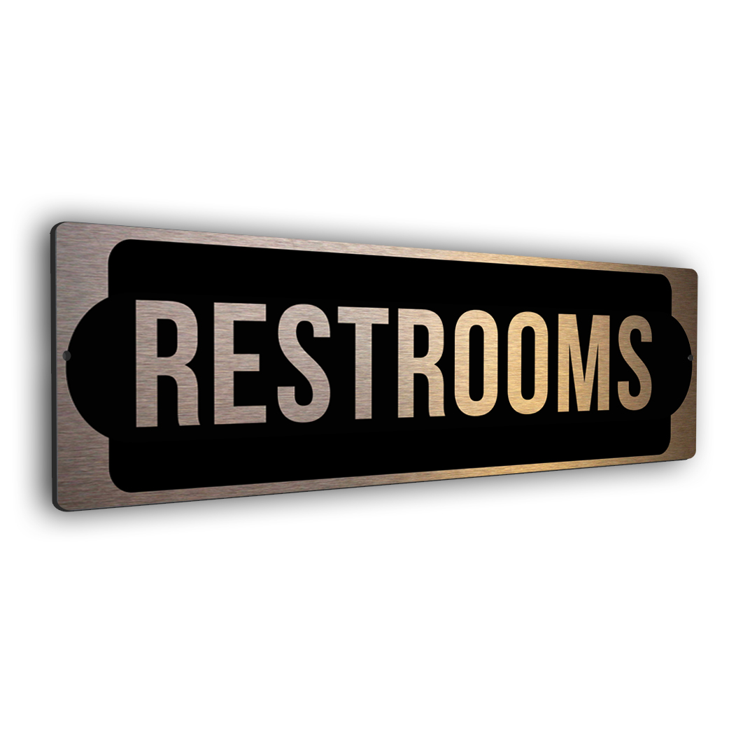 copper restrooms sign