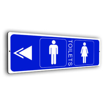 Toilet sign with arrow
