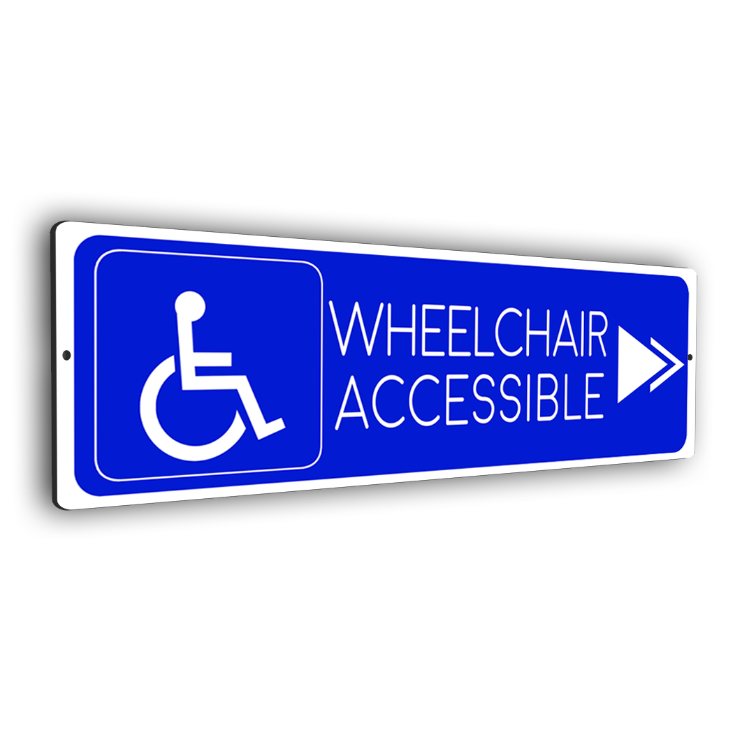 wheelchair accessible sign with arrow
