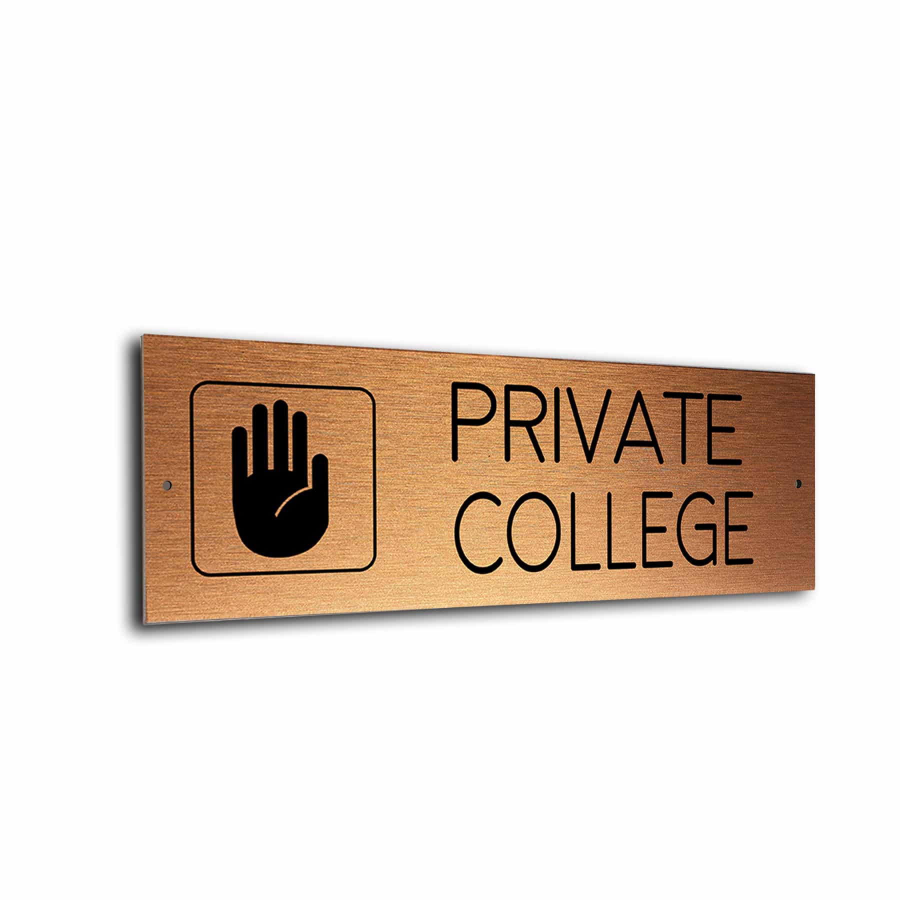 Copper Black Private College sign