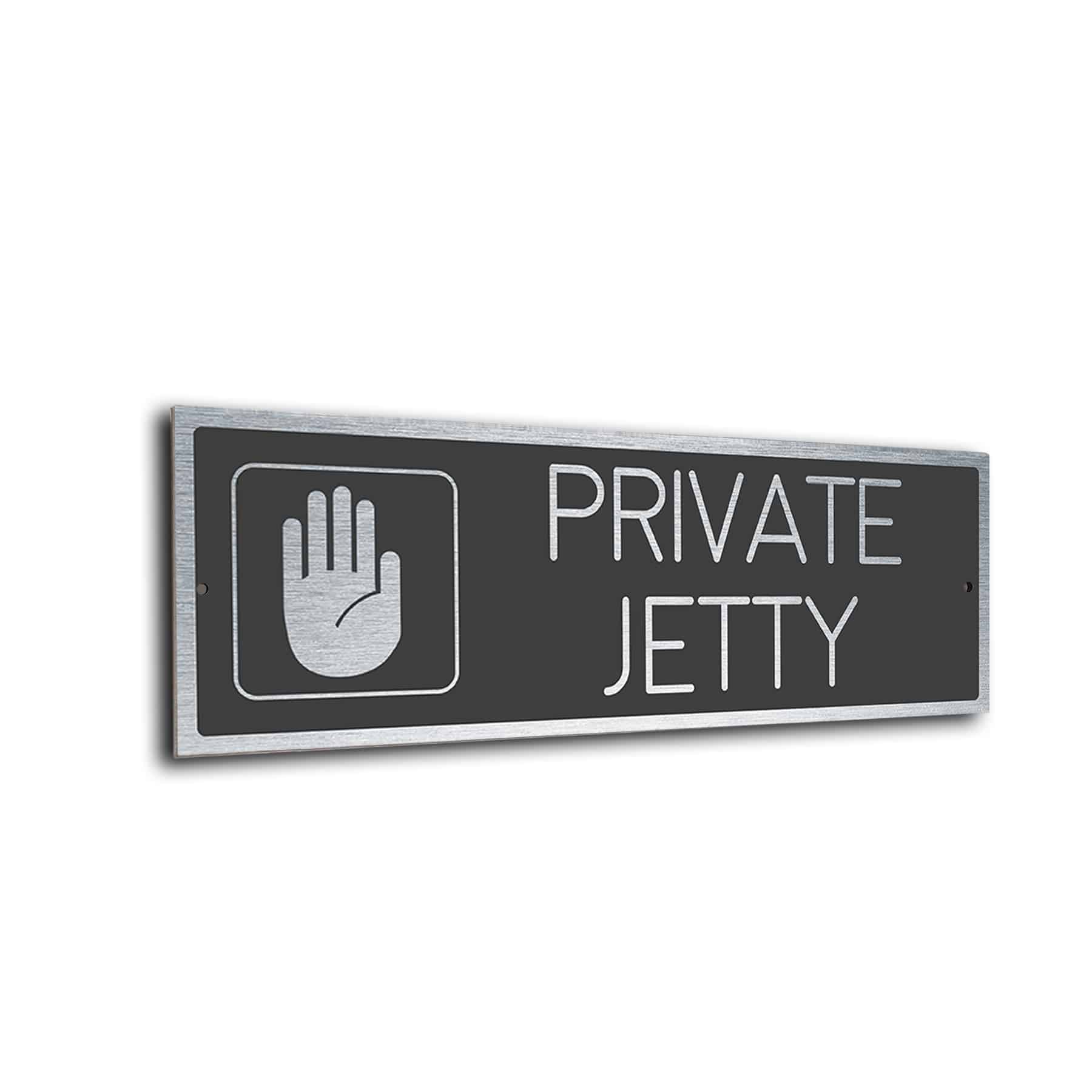 Silver Gray Private Jetty sign