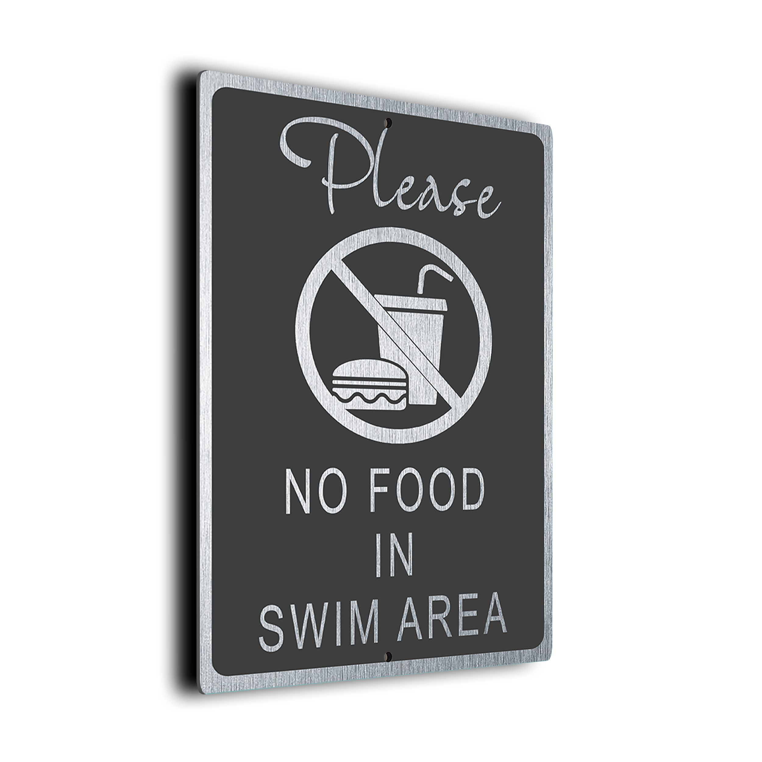 Modern No Food In Swim Area Sign