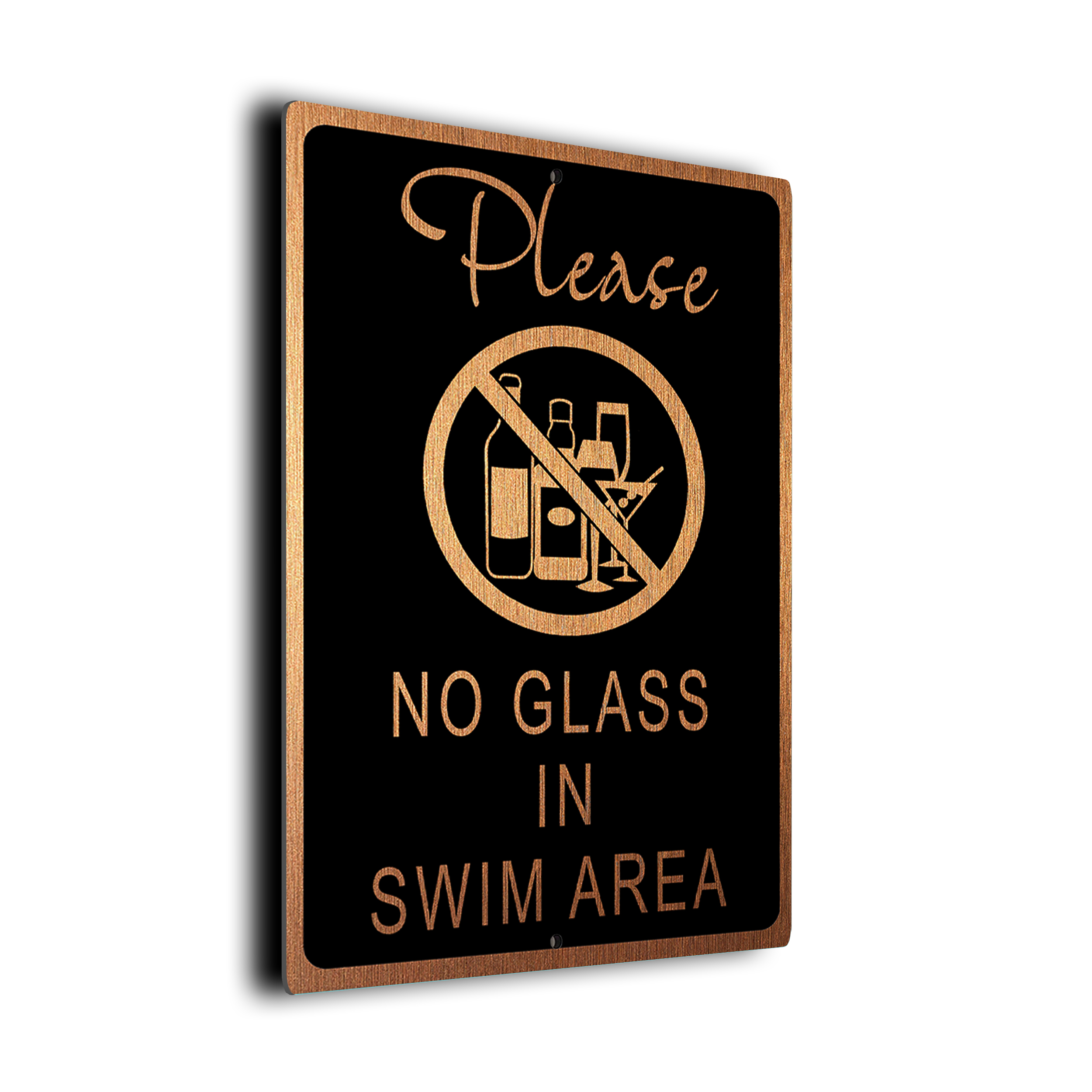 No Glass In Swim Area Pool Sign