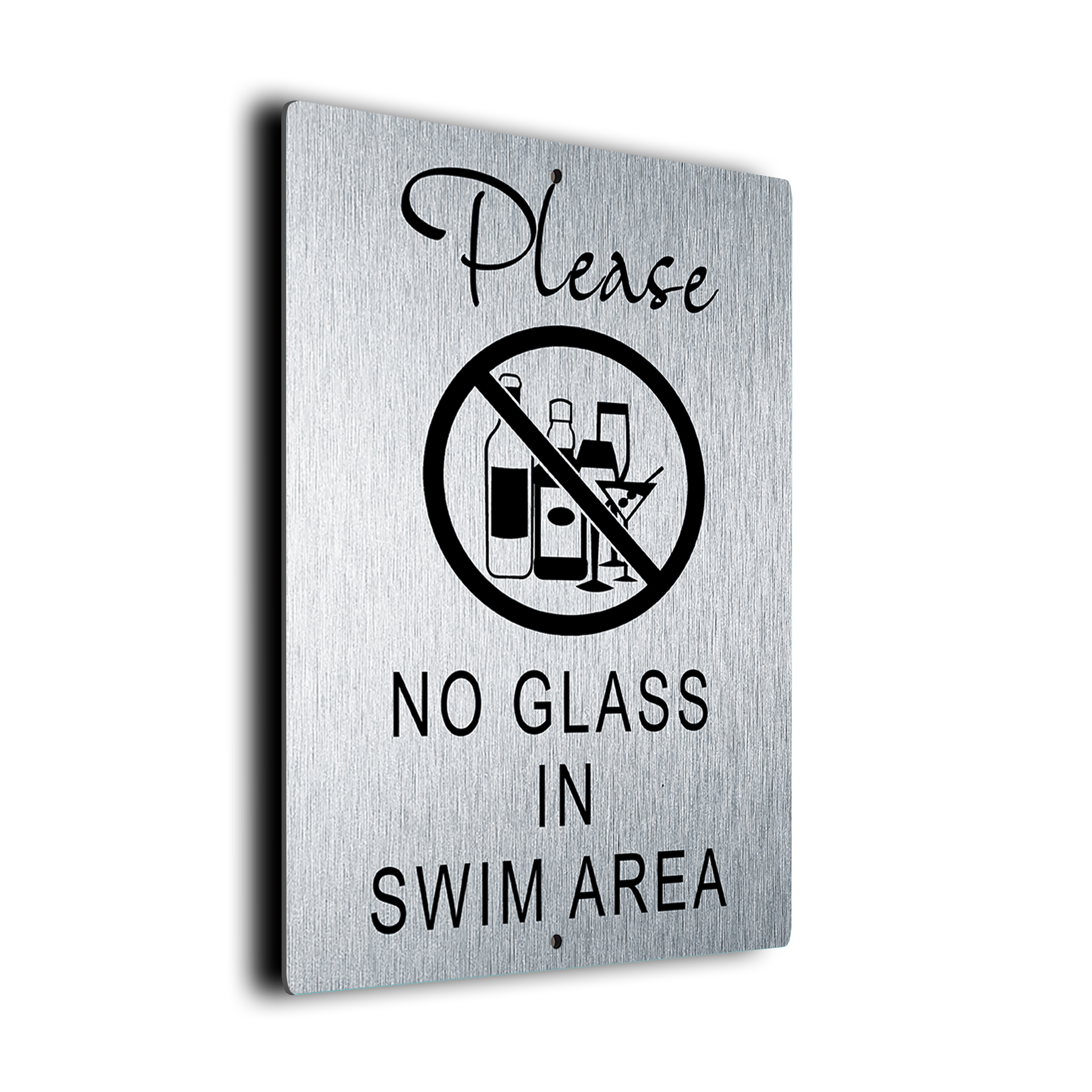 No Glass In Swim Area Sign