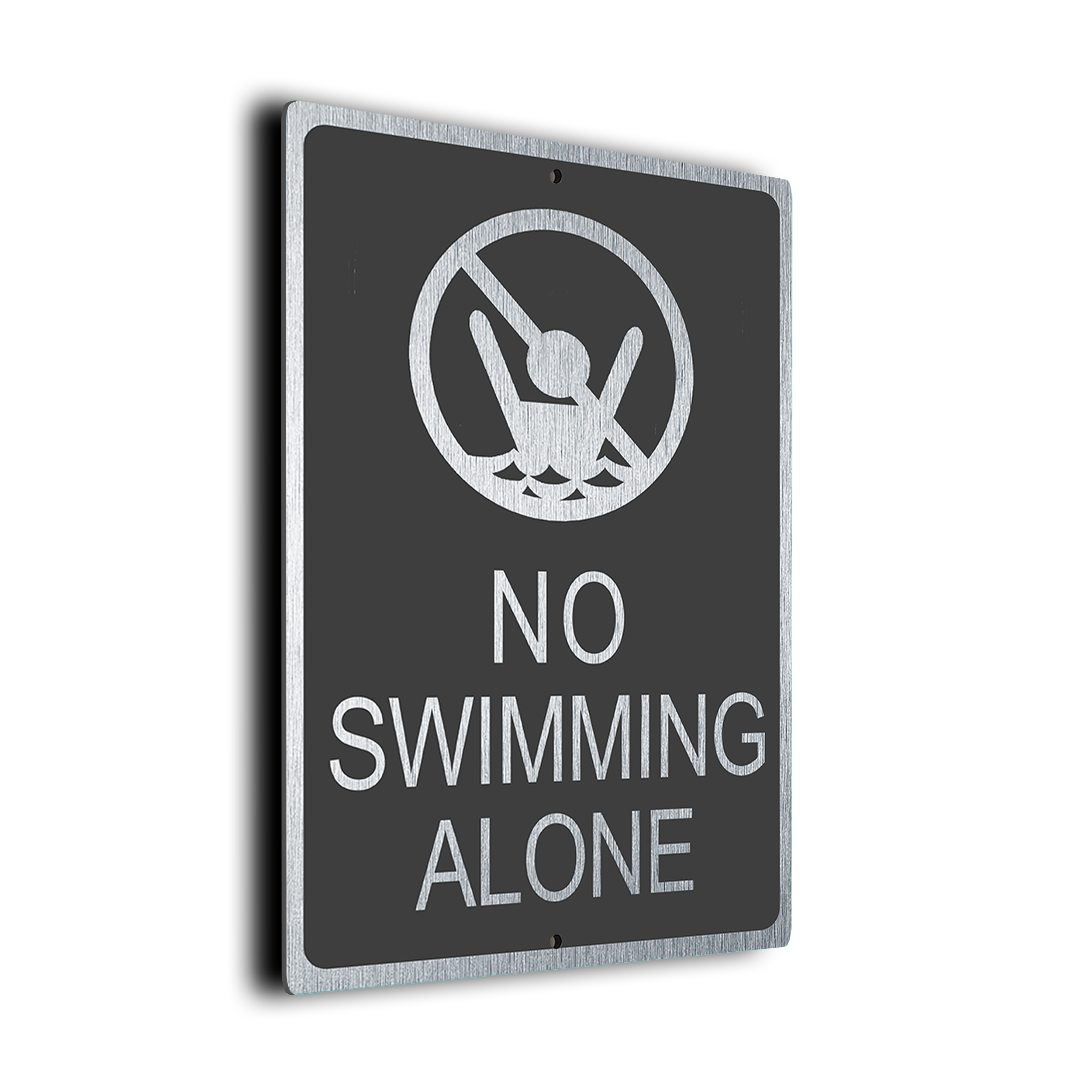Modern No Swimming Alone Sign