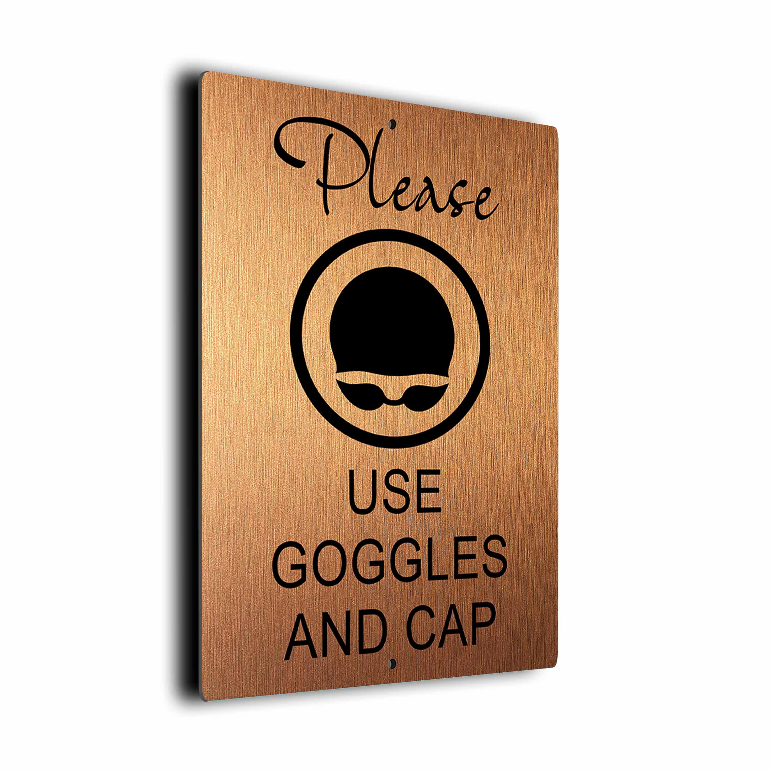 Pool Use Goggles and Cap Sign