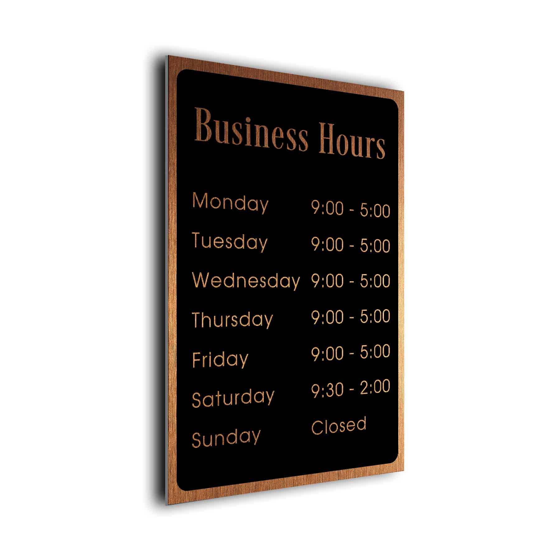 Business Hours Plaque