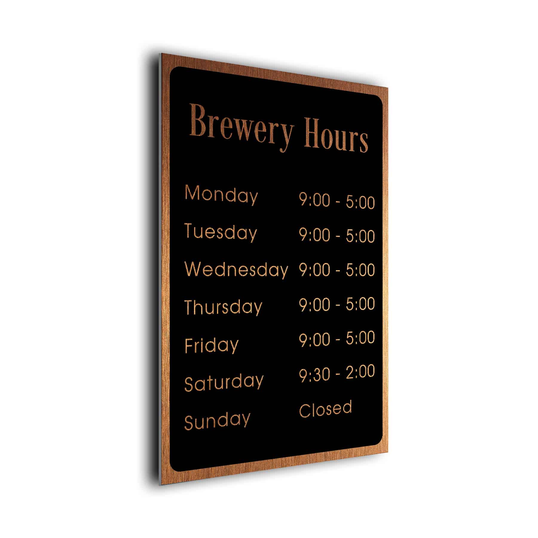 Brewery Hours Plaque