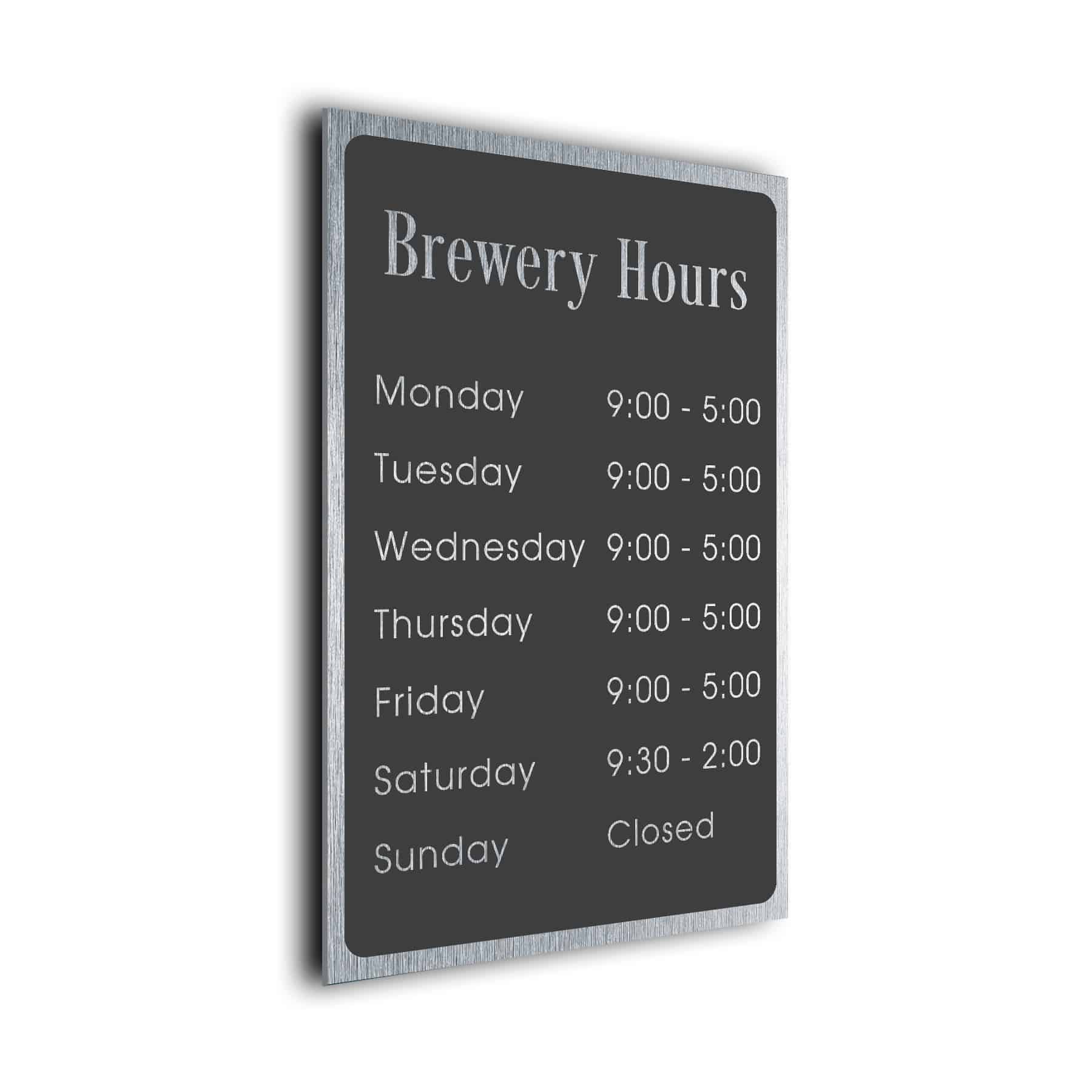 Custom Brewery Hours Sign