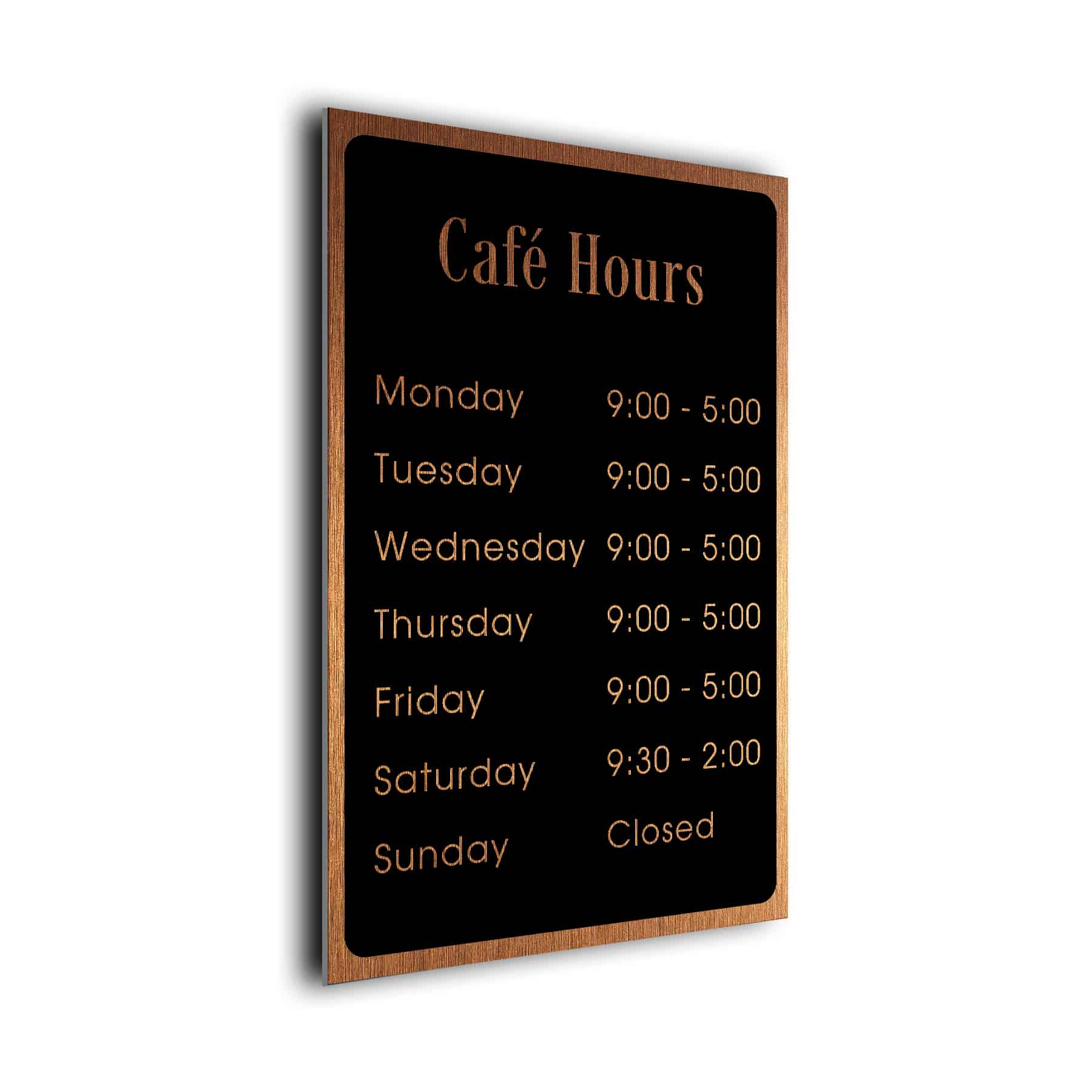 Cafe Hours Plaque