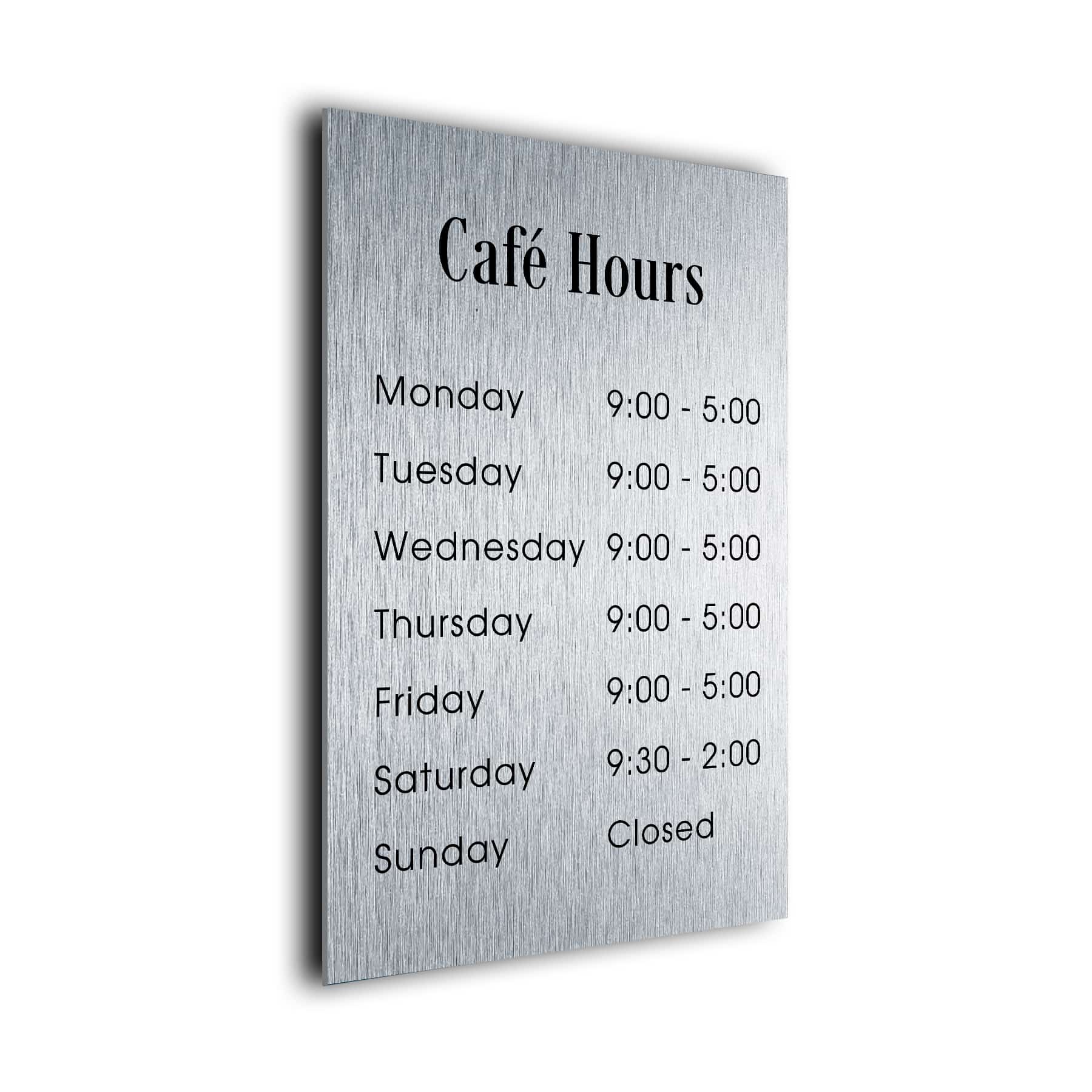 Personalized Cafe Hours Sign