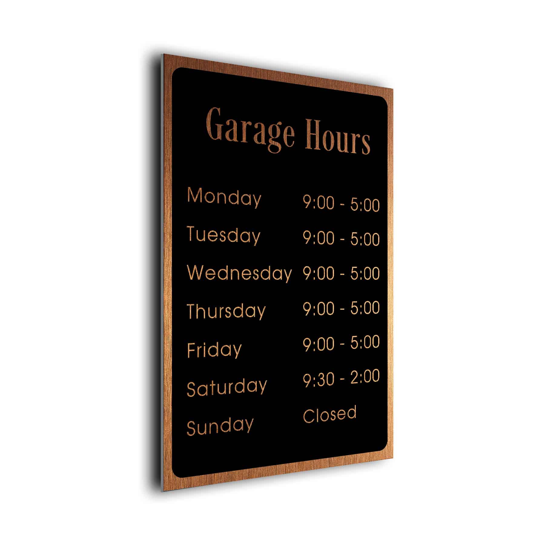 Garage Hours Plaque