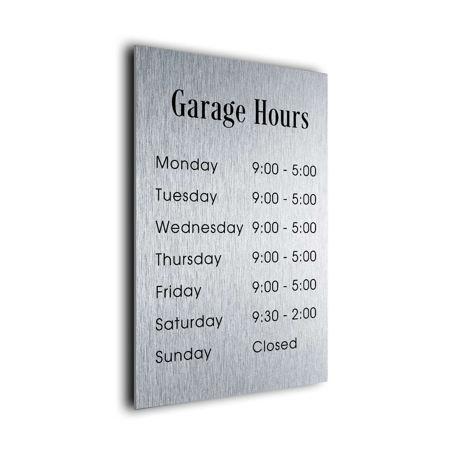 Personalized Garage Hours Sign