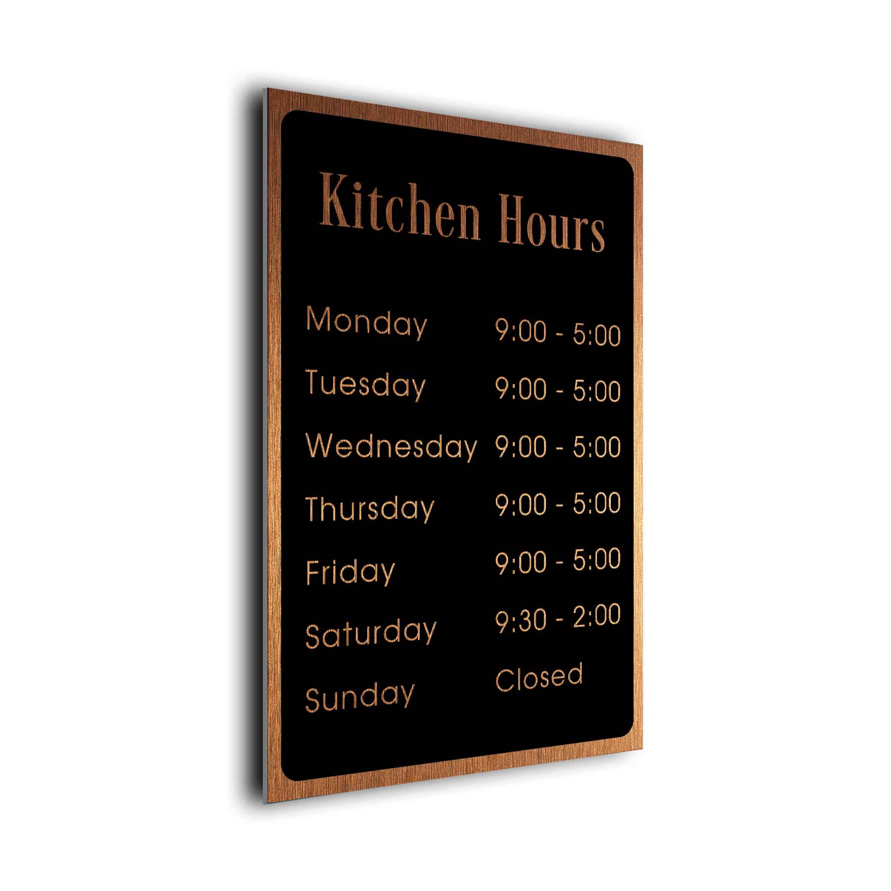 Custom Kitchen Hours SignKH121223BC Decamoda