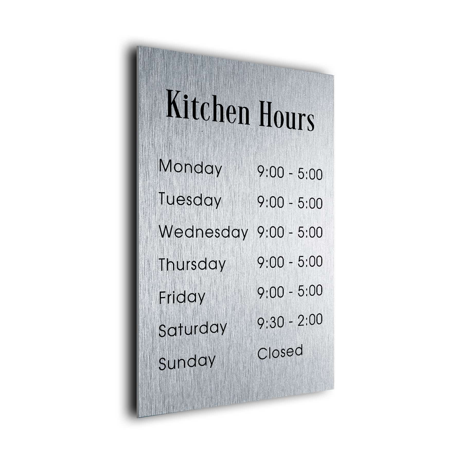 Personalized Kitchen Hours Sign